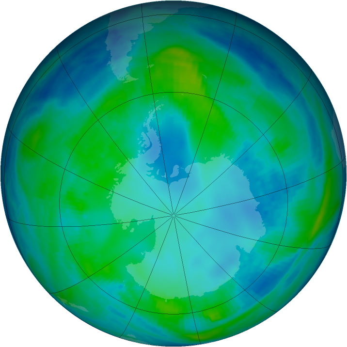 Antarctic ozone map for 06 May 1999
